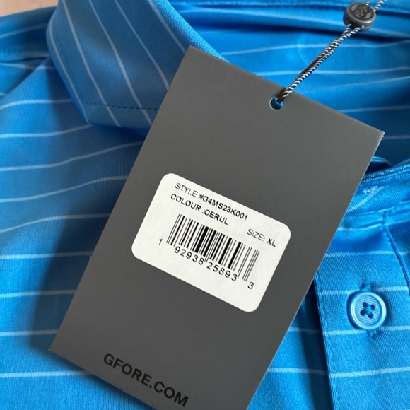 G/Fore Blue Striped Men's Polo - XL - Picture 2 of 3